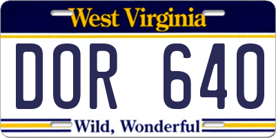 WV license plate DOR640