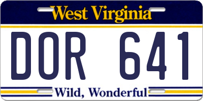 WV license plate DOR641