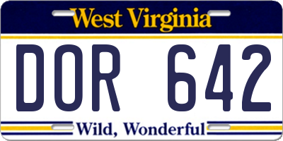 WV license plate DOR642