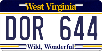 WV license plate DOR644