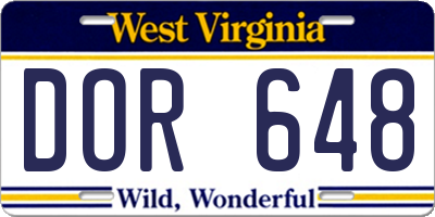 WV license plate DOR648
