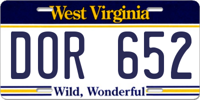 WV license plate DOR652