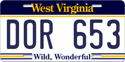 WV license plate DOR653