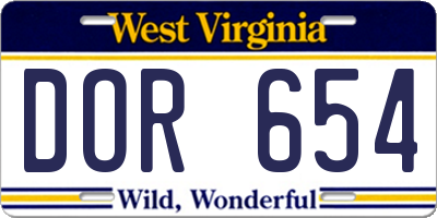 WV license plate DOR654