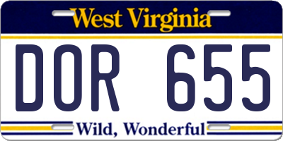 WV license plate DOR655