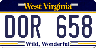 WV license plate DOR658