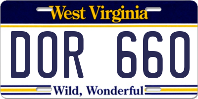 WV license plate DOR660