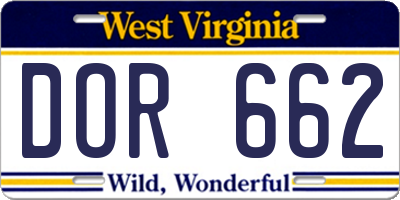 WV license plate DOR662