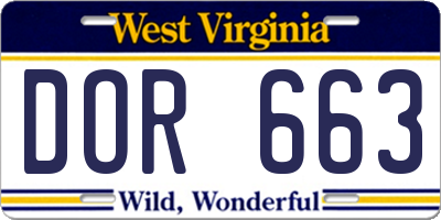 WV license plate DOR663