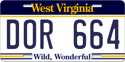 WV license plate DOR664