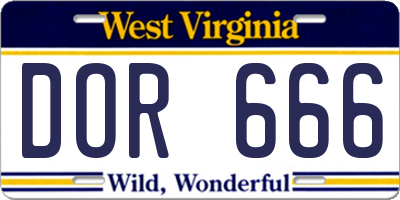 WV license plate DOR666