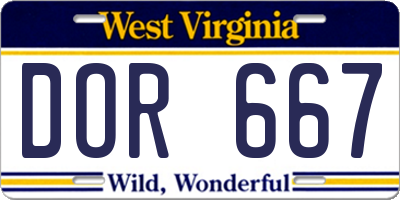 WV license plate DOR667