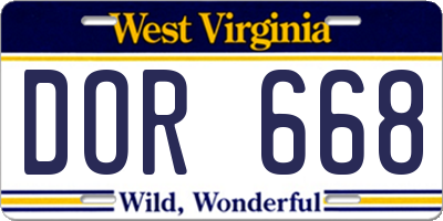 WV license plate DOR668