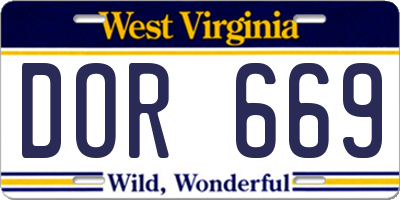 WV license plate DOR669