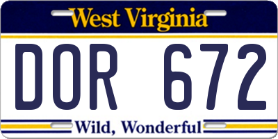 WV license plate DOR672