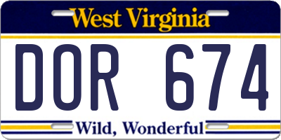 WV license plate DOR674