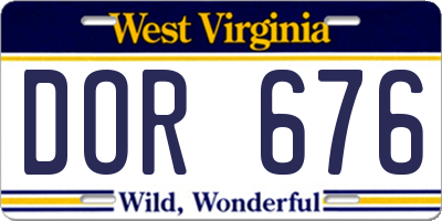 WV license plate DOR676
