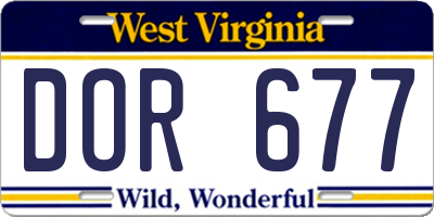 WV license plate DOR677
