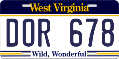 WV license plate DOR678