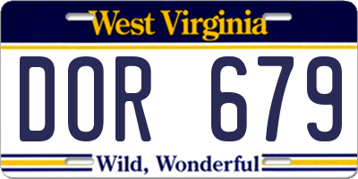 WV license plate DOR679