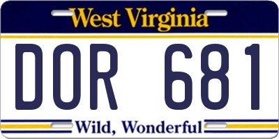 WV license plate DOR681