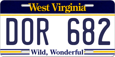 WV license plate DOR682