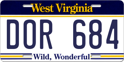 WV license plate DOR684