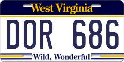 WV license plate DOR686