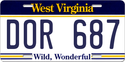 WV license plate DOR687