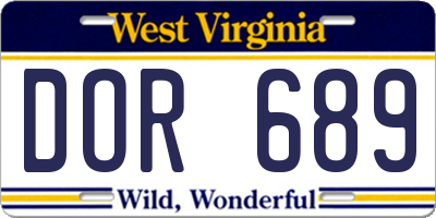 WV license plate DOR689