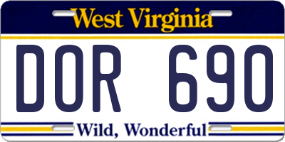 WV license plate DOR690