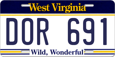WV license plate DOR691