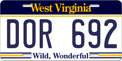 WV license plate DOR692