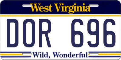 WV license plate DOR696