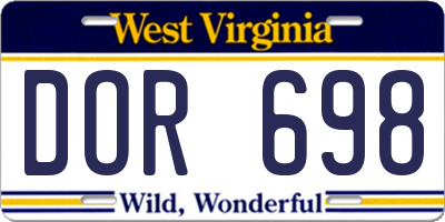 WV license plate DOR698