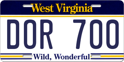 WV license plate DOR700