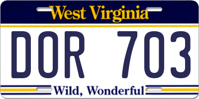 WV license plate DOR703