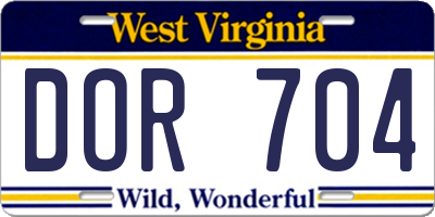 WV license plate DOR704