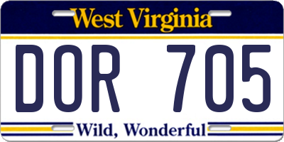 WV license plate DOR705