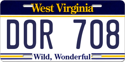 WV license plate DOR708