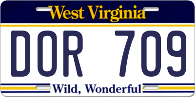 WV license plate DOR709