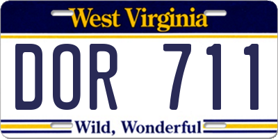 WV license plate DOR711