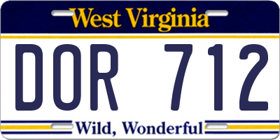 WV license plate DOR712