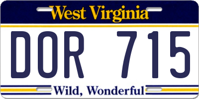 WV license plate DOR715