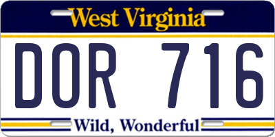 WV license plate DOR716