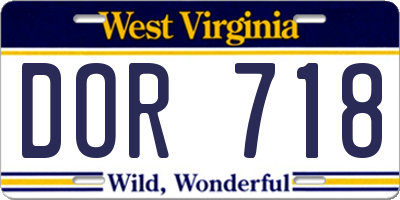 WV license plate DOR718