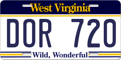 WV license plate DOR720