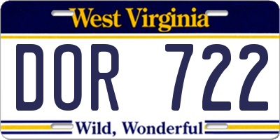 WV license plate DOR722