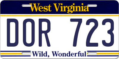 WV license plate DOR723