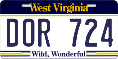WV license plate DOR724